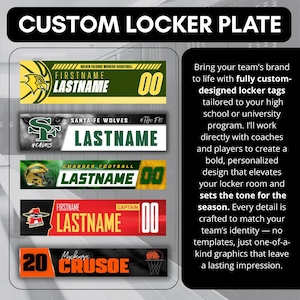 Locker Name Plate | Custom Locker Tag for High School & College Teams