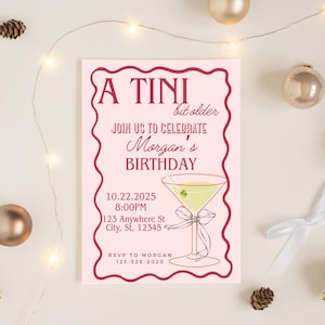 Martini Birthday Invitation: Editable Cocktail Party Invite (Digital Download Canva Template)