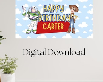 Toy Story Birthday Banner: Editable Canva Template (72x36 Digital Download)