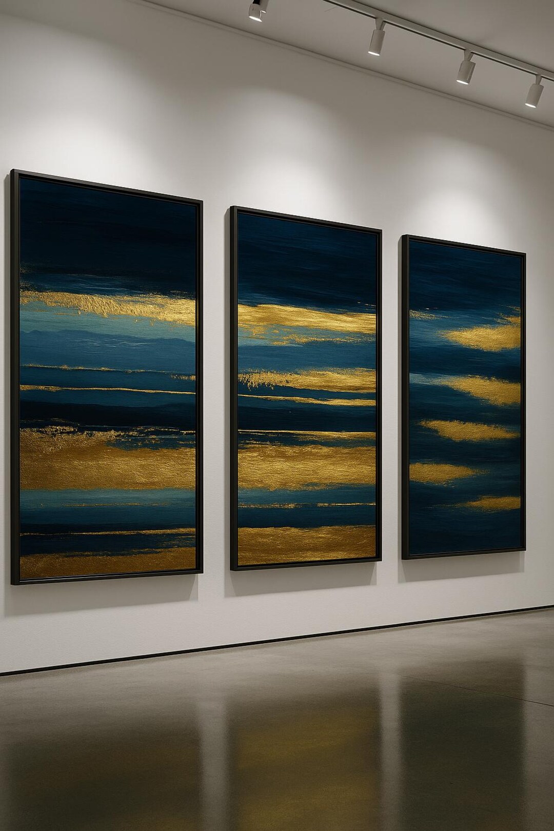 Luxury Abstract Blue and Gold Wall Art Set of 3 Modern Printable ...