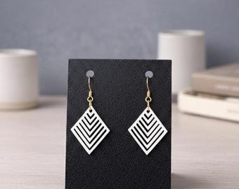 Chevron Dangle Earrings • Lightweight Diamond Shaped Earrings •