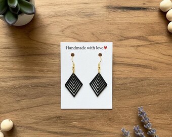 Chevron Diamond Dangle Earrings • Lightweight Geometric Jewelry