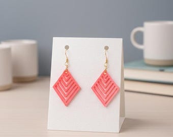 Chevron Dangle Earrings • Lightweight Diamond Shaped Earrings
