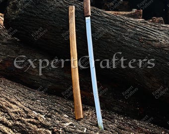 Handgemaakt Japans zwaard in Chokuto-stijl, samoeraiblad van koolstofstaal met volledige tang