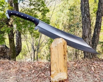 Handmade High Carbon Steel Viking Knife, Rosewood Handle, Leather Sheath