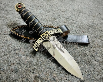Handmade Goldryn Replica Knife, Throne of Glass Cosplay Prop, Leather Sheath (9" Overall)