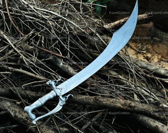 Hand Forged Scimitar Cutlass: Decorative Ottoman Sword, Carbon Steel Blade