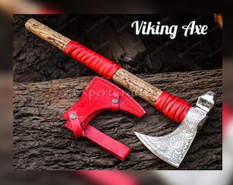 Hand-Forged Viking Axe | Engraved Norse Bearded Hatchet