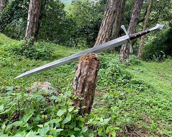 Hand-Forged Carbon Steel Sword | 36" Full Tang Rosewood Handle Blade, Men’s Gift
