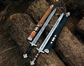 Hand Forged Damascus Steel Viking Sword | Northmen Sword Replica | Handmade Medieval Norse Sword | Gift for Him