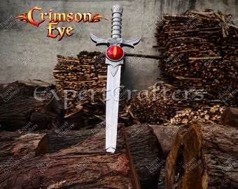 Hand Forged Crimson Eye Fantasy Sword, Handmade Carbon Steel Medieval Sword, Gift for him