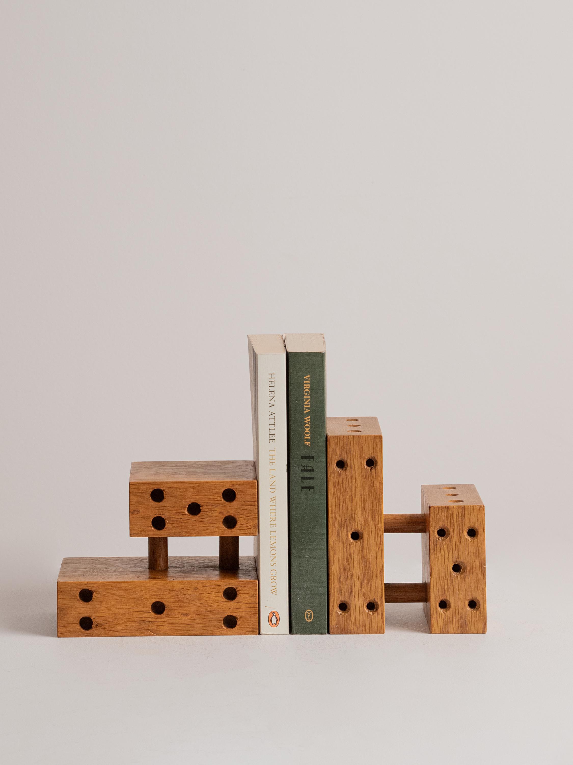 Vintage Mid-century Modern Oak Wood Bookends, Brutalist, Bauhaus - Etsy