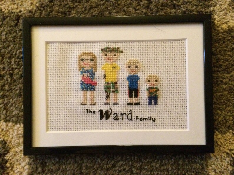 Personalized Family Portraits cross stitch cross stitch portrait personalized gifts family Mother/'s Day gift under 100 cotton anniversary