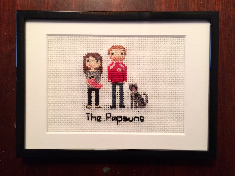 Personalized Family Portraits cross stitch cross stitch portrait personalized gifts family Mother/'s Day gift under 100 cotton anniversary