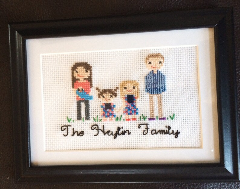 Personalized Family Portraits cross stitch cross stitch portrait personalized gifts family Mother/'s Day gift under 100 cotton anniversary