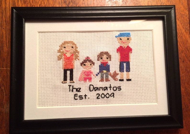 Personalized Family Portraits cross stitch cross stitch portrait personalized gifts family Mother/'s Day gift under 100 cotton anniversary