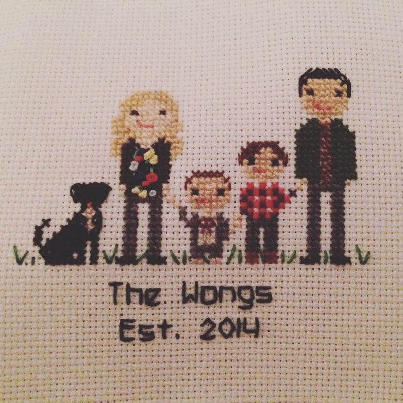 Personalized Family Portraits cross stitch cross stitch portrait personalized gifts family Mother/'s Day gift under 100 cotton anniversary