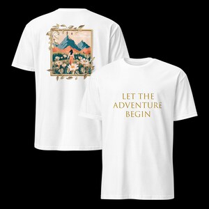 マウンテンアートTシャツ：冒険が待っています - ワンダーラストギフト
