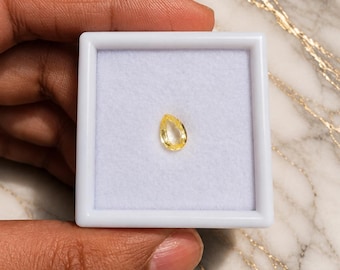 Natural Ceylon Yellow Sapphire 1.19 Ct Unheated Pear Cut Certified Gemstone
