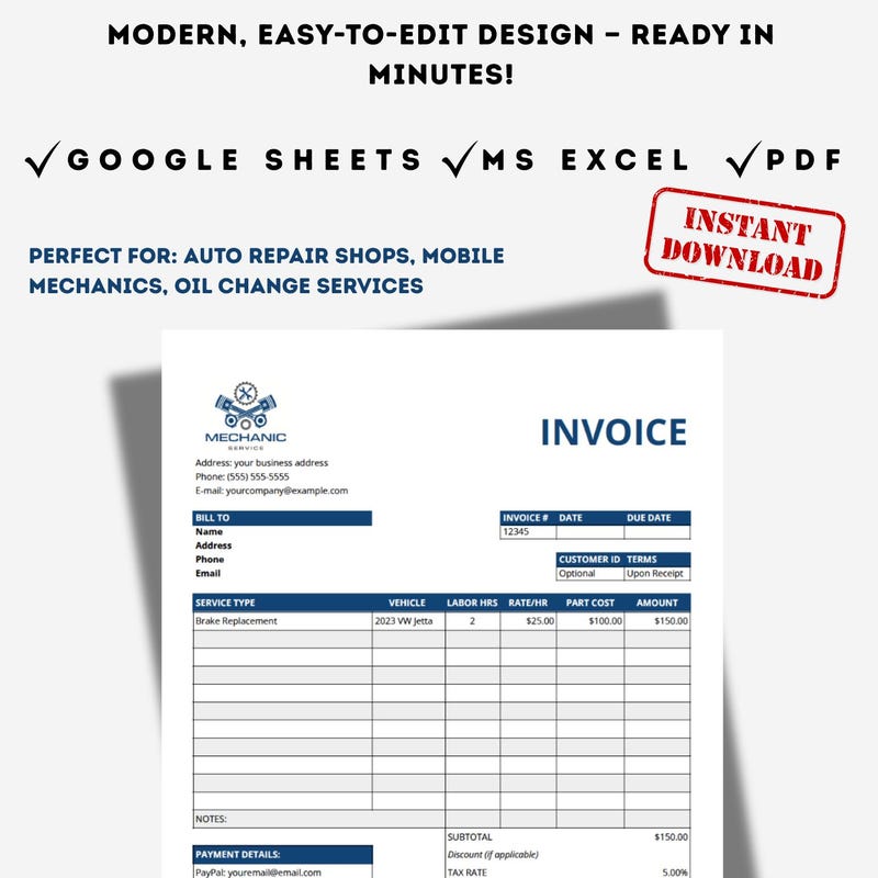 Printable Invoice' - Etsy
