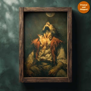Varulv Månen Konsttryck – Mörk fantasy Gotisk Skräck Väggdekoration