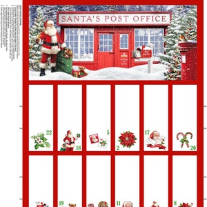 Northcott. Cartas a Papá Noel. Calendario de Adviento en panel de 2/3 yardas. IMPRESIÓN DIGITAL