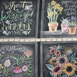 Michael Miller. Flower Market. Happiness Blooms Block Panel 1/2 yd DIGITAL PRINT