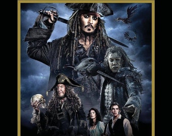 Springs Creative. Pirates of the Caribbean Panel Full Yard - featuring Johnny Depp (Jack Sparrow) and Orlando Bloom (Will Turner)