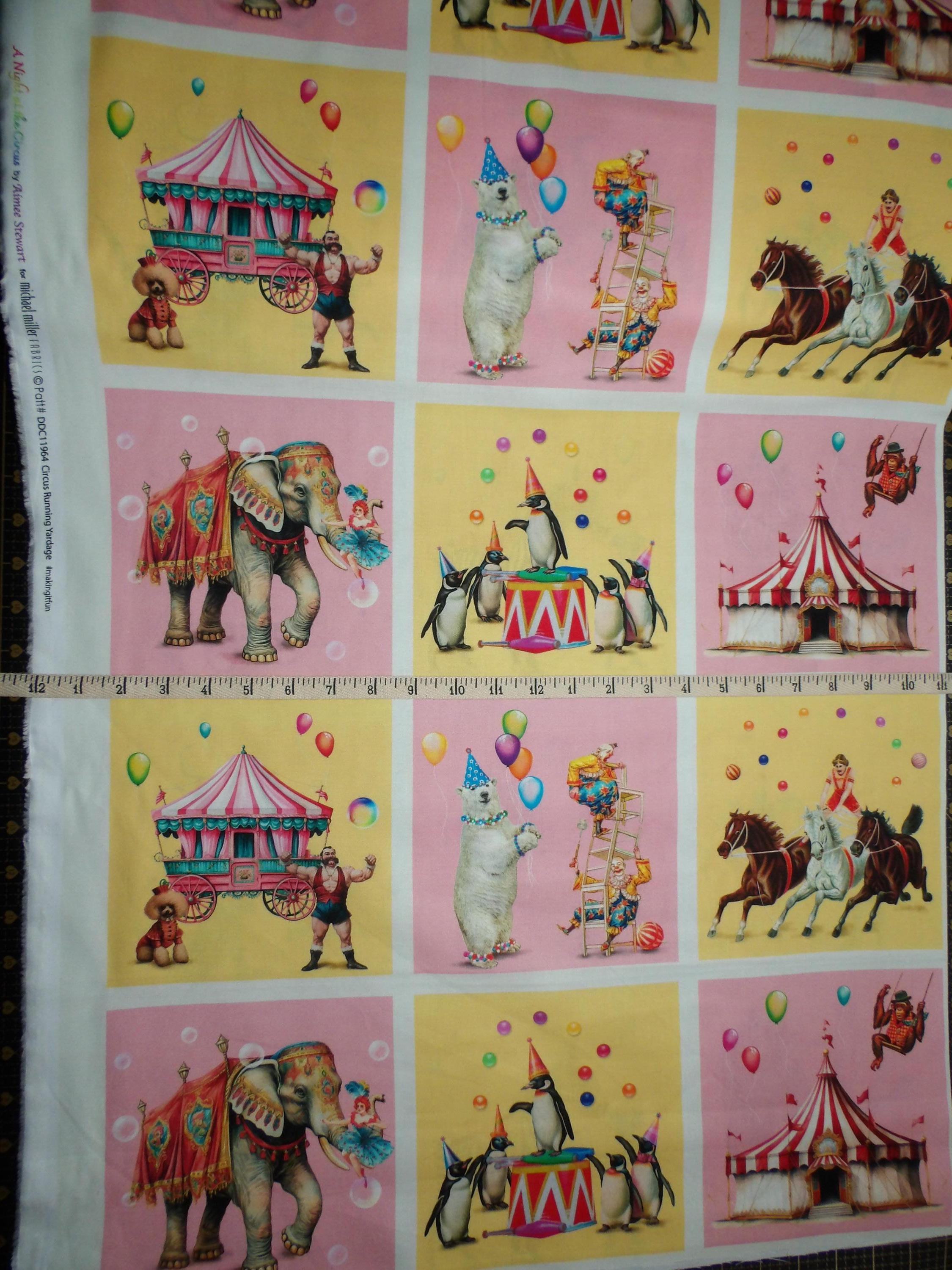 Michael Miller. A Night at the Circus. Circus Blocks Panel 28 Inch