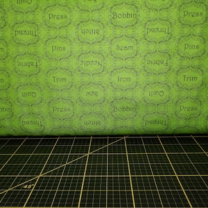 QT Fabrics. The Quilted Cottage. Sewing Words Lime