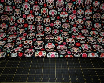 Timeless Treasures. Sugar Skulls MINKY DIGITAL 58/60 wide