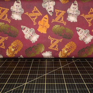 David Textiles. African Folk Deep Red DIGITALLY PRINTED - Choose your Cut