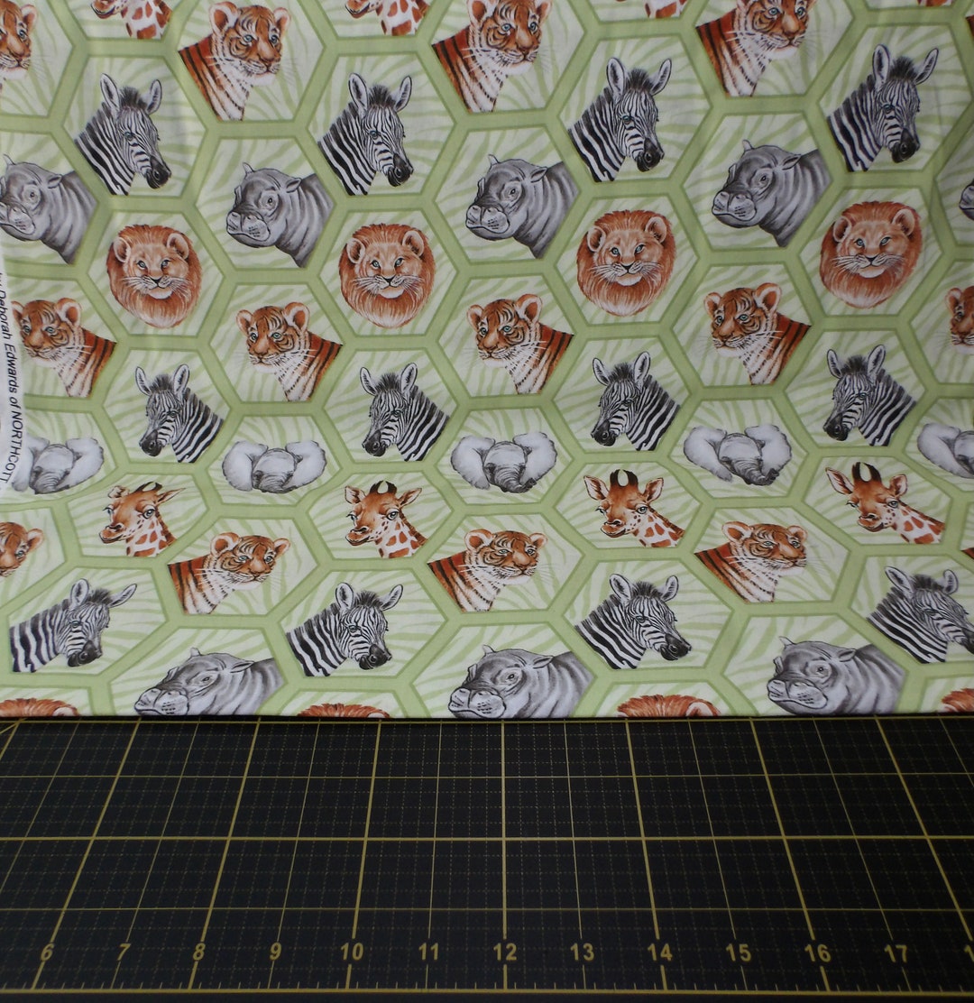 Northcott. Baby Safari. Little Hexie Animals Green Etsy