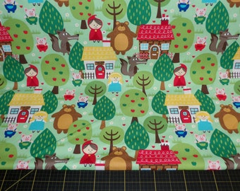 Michael Miller. Into The Forest - storybook style Little Red Riding Hood Fabric