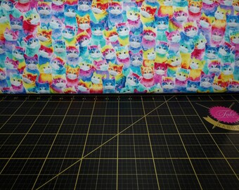 Timeless Treasures. Bright Cartoon Cats with Masks - Cute Kids Fabric Perfect for Hospital Gowns