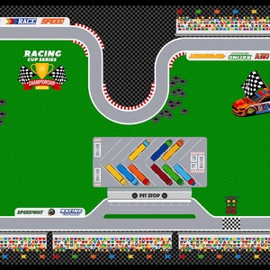 Northcott. Turbo snelheid. Racebaan Playmat Paneel 2/3 yd