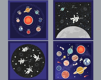 Lewis & Irene. Space Glow. Cushion Panel Full Yard Glow In The Dark DIGITALLY PRINTED