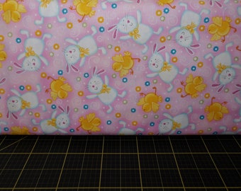 QT Fabrics. A Joyful Easter. Bunnies Pink - Easter Fabric