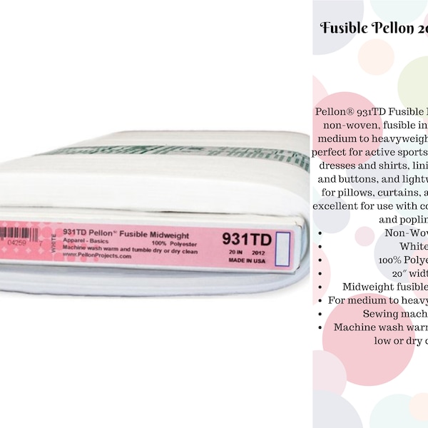Fusible Pellon 20in 931TD (PP931TD) - choose your cut of stabilizer