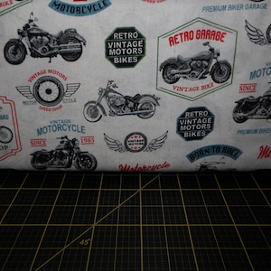 Windham Fabrics. Born To Ride. Vintage Motorcycles Cream - Choose your cut