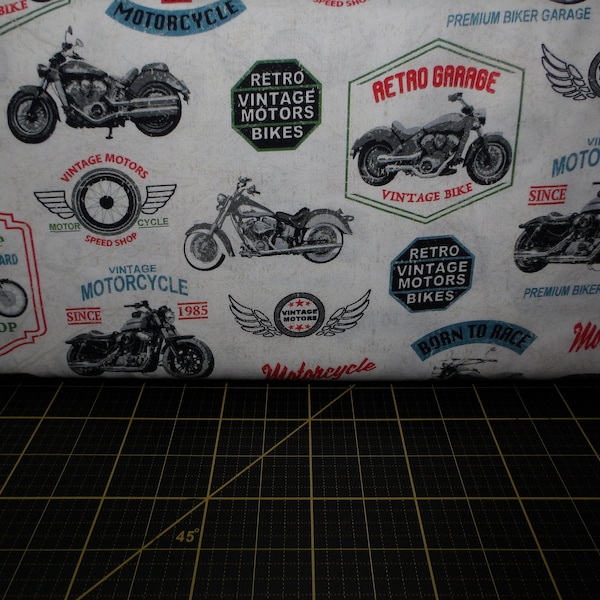 Windham Fabrics. Born To Ride. Vintage Motorcycles Cream - Choose your cut