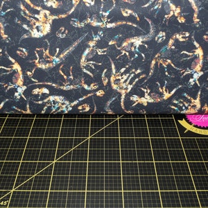 QT Fabrics. Prehistoric. Dinosaur Skeletons Black