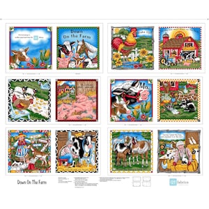 QT Fabrics. Down On The Farm Book Panel Full Yard Multi