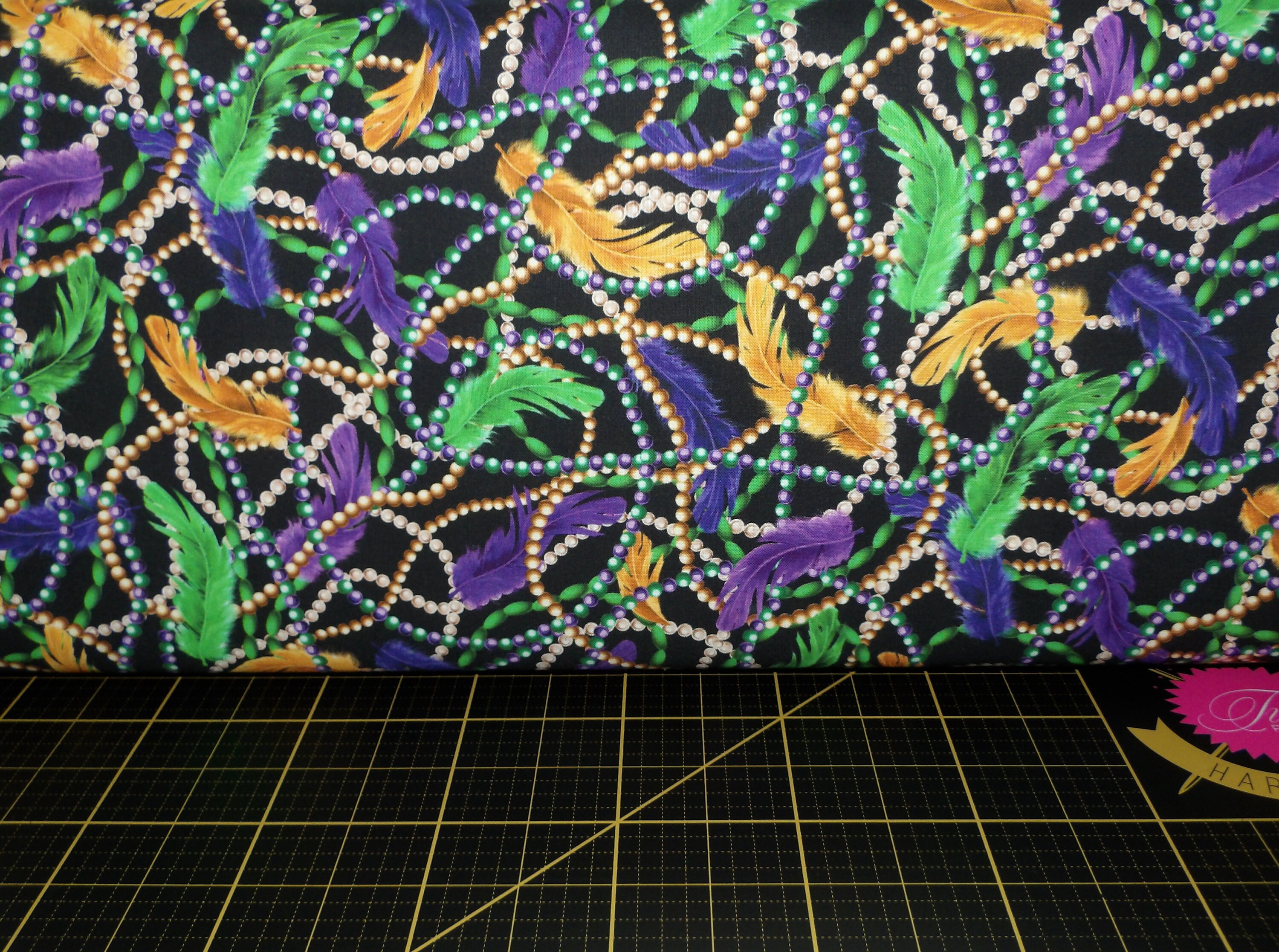 Fabric Finders Faabric - Mardi Gras Beads and Crowns Fabric