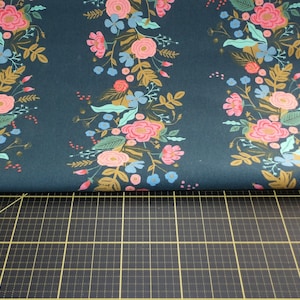 Cotton & Steel. English Garden. Garden Vines Navy Cotton/ Linen CANVAS