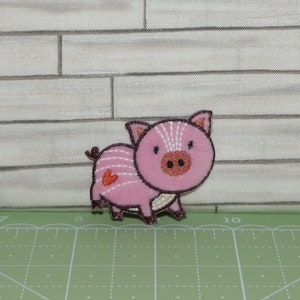 Piglet with Heart Iron On Patch