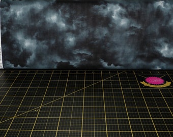Timeless Treasures. Dragon's Lair. Dark Grey Clouds Grey DIGITAL PRINT