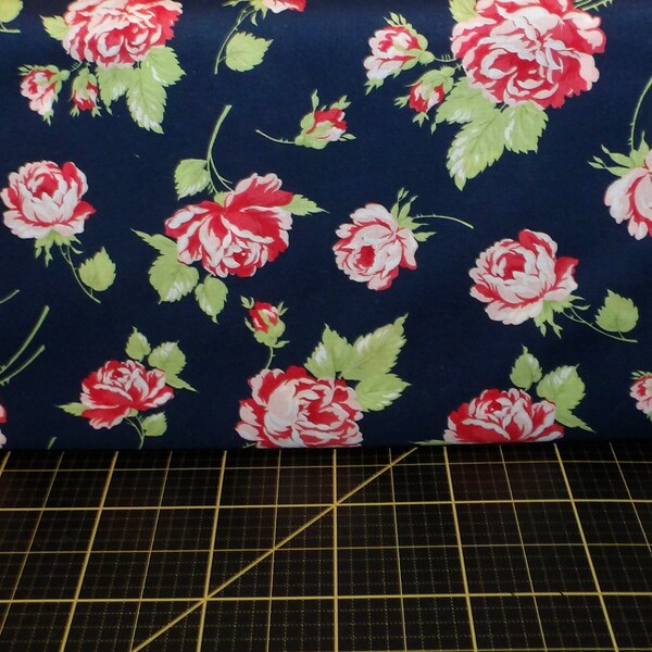 Moda. Smitten. 54" Floral Lawns Navy (100% cotton) - Designed by Bonnie & Camille