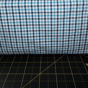 Robert Kaufman. Cote D&#39;Azur. Plaid Blue SEERSUCKER 57&quot; wide - 55/45 Cotton/Poly Blend