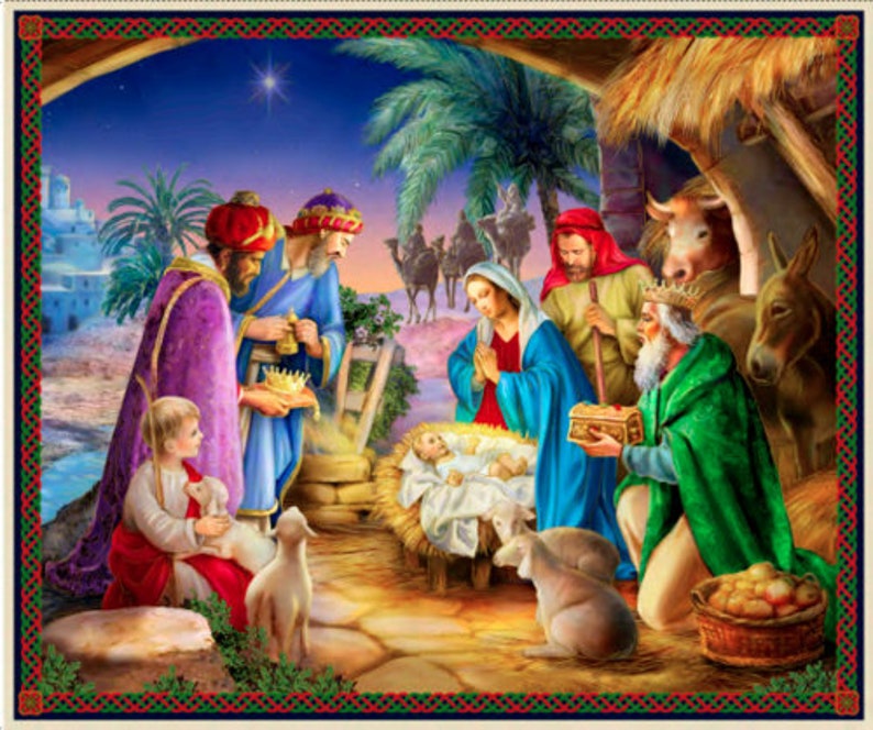 QT Fabrics. The Nativity. Nativity Panel Full Yard DIGITALLY Etsy